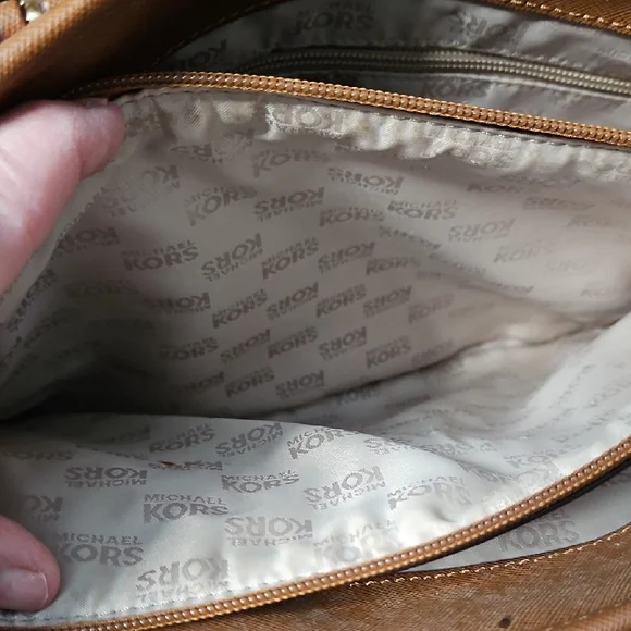 Michael Kors Women's Nylon Red and Tan Travel Tote - Picture 7 of 16